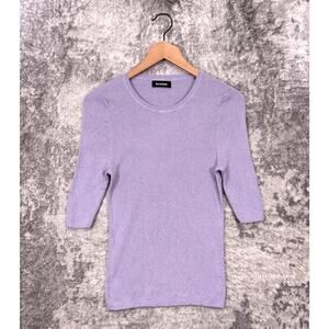 NAADAM Sweater Medium Womens Lilac Purple Silk Cashmere Ribbed Knit Lightweight